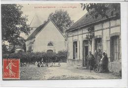 18 SAINT-SATURNIN . L'école Animée , Les Enfants Et L'église , édit : , écrite En 1907 , état SUP - Saint-Saturnin