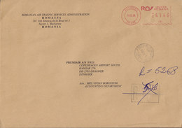 Romania ROMANIAN AIR TRAFFIC SERVICES Registered Einschreiben BUCURESTI 1996 Meter Cover Freistempel Brief Denmark - Franking Machines (EMA)