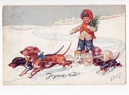 221 - ILLUSTRATEUR - Karl FEIERSTAG - Joyeux Noël - Chiens Teckel - Daschshund - Feiertag, Karl