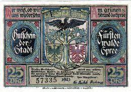 Billet De Nécessité Allemand De 25 Pfennig 1921 - Reichsschuldenverwaltung