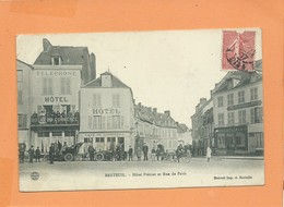 CPA   - Breteuil  - Hôtel Prévret Et Rue De Paris - Breteuil