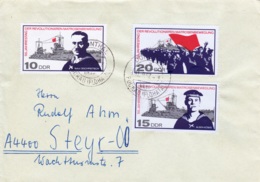 1967, DDR,"50. Jahrestag Der Revolutionären Matrosenbewegung", Kompletter Satz, Echt Gelaufen - Privé Briefomslagen - Gebruikt