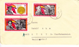 1966, DDR, "Antifaschistische Freiheitskämpfer" (3 Werte), Echt Gelaufen - Private Covers - Used