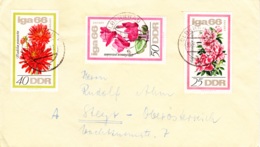 1966, DDR, "8. Internationale Gartenbauausstellung 1966"  (3 Werte),  Echt Gelaufen - Privé Briefomslagen - Gebruikt