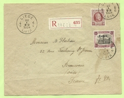 BZ 96 (opdruk Eupen)(Dendermonde) +201 (Mixte Frankeering !!) Op Brief Aangetekend Stempel LIEGE (B2835) - OC55/105 Eupen & Malmédy