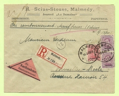 BZ 66+68 (opdruk Malmedy)  Op Brief Aangetekend Met NACHNAHME Stempel MALMEDY (B2836) - OC55/105 Eupen & Malmédy