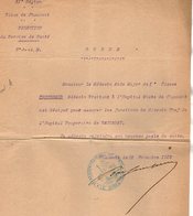 VP14.883 - MILITARIA - CHAUMONT X BACCARAT 1915 - Ordre De La Direction Du Service De Santé Au Soldat FROUSSARD Médecin - Dokumente