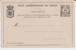 ETAT INDEPENDANT DU CONGO NEW CARTE POSTALE 10 CENTIMES - Postwaardestukken