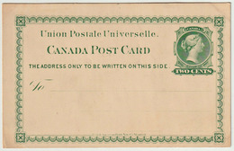 Carte Postale P4 (Webb) 2¢ Vert Jaune De 1879 - 1860-1899 Reinado De Victoria