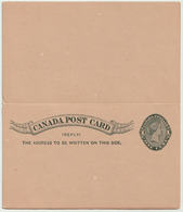 Carte Postale P8 (Webb) à Réponse Prépayée 1¢ Ardoise - 1860-1899 Règne De Victoria