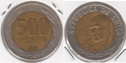 Cile 500 Pesos 2001 Bimetallica KM#235 - Used - Chile