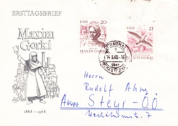 1968, DDR, "100. Geburtstag Von Maxim Gorki", Kompletter Satz, FDC,  Echt Gelaufen, Ersttagsbrief - 1950-1970