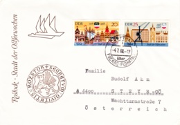 1968, DDR, "750 Jahre Republik Rostock - Stadt Der Ostseewochen", Kompletter Satz, FDC, Echt Gelaufen, Ersttagsbrief - 1950-1970