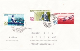 1968, DDR,  "Leichtathletik", "Rudern", "Turnierangeln", FDC, Kompletter Satz, Echt Gelaufen, Ersttagsbrief - 1950-1970