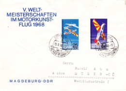 1968, "V. Weltmeisterschaften Im Motorkunstflug In Magdeburg", FDC, Kompletter Satz, Echt Gelaufen - 1950-1970