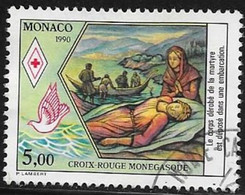 MONACO  -TIMBRE N° 1721 -   CROIX ROUGE-  OBLITERE  -  1990 - Usati