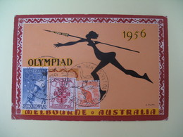 Carte 1956 Jeux Olympiques Australie Voyagé Par Avion Melbourne XVI Olympiad Avec Oblitétration Illustrée Pour La France - Sommer 1956: Melbourne