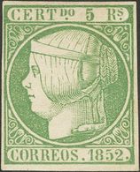 *15. 1852. 5 Reales Verde. MAGNIFICO. Cert. CEM. - Otros & Sin Clasificación