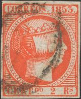 º19. 1853. 2 Reales Bermellón (leve Pliegue En La Esquina Superior Derecha). MAGNIFICO. Cert. CEM. - Otros & Sin Clasificación