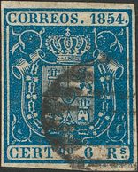 º27. 1854. 6 Reales Azul. MAGNIFICO. - Otros & Sin Clasificación