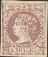 *56. 1860. 2 Reales Lila. MAGNIFICO. Cert. COMEX. - Other & Unclassified