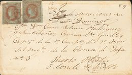 Sobre 67(2). 1864. 1 Real Castaño, Dos Sellos. BILBAO A PUERTO PLATA (SANTO DOMINGO). En El Frente Manuscrito "Ejército  - Autres & Non Classés