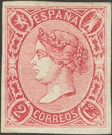 *69. 1865. 2 Cuartos Carmín. Color Intenso. MAGNIFICO. Cert. GRAUS. Edifil 2018: 430 Euros - Otros & Sin Clasificación