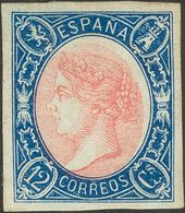 *70. 1865. 12 Cuartos Azul Y Rosa. MAGNIFICO. Cert. CEM. - Otros & Sin Clasificación