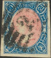 º70ei. 1865. 12 Cuartos Azul Y Rosa. Variedad ERROR MARCO INVERTIDO. MAGNIFICO Y RARO. Edifil 2014: 1.575 Euros - Sonstige & Ohne Zuordnung