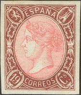 (*)71. 1865. 19 Cuartos Castaño Y Rosa. PIEZA DE LUJO. Cert. CEM. Edifil 2018: 2.065 Euros - Otros & Sin Clasificación