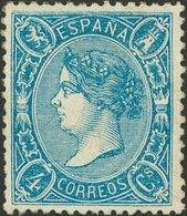 *75. 1865. 4 Cuartos Azul. Excelente Centraje. MAGNIFICO. - Andere & Zonder Classificatie