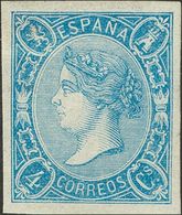 (*)NE2. 1865. 4 Cuartos Azul. NO EMITIDO. PIEZA DE LUJO, RARO ESPECIALMENTE EN ESTA ESPECTACULAR CALIDAD. Cert. CEM. - Altri & Non Classificati