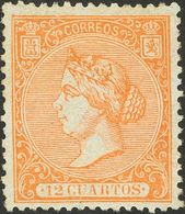 *82. 1866. 12 Cuartos Naranja. Color Intenso. MAGNIFICO. Edifil 2018: 345 Euros - Otros & Sin Clasificación