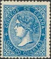 (*)88. 1867. 4 Cuartos Azul. MAGNIFICO. Edifil 2018: 34 Euros - Autres & Non Classés