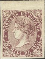 *98s. 1868. 50 Cts Violeta, Borde De Hoja. SIN DENTAR. MAGNIFICO. Cert. CEM. - Other & Unclassified