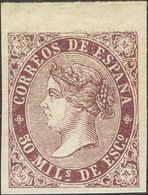 *98s. 1868. 50 Cts Violeta, Borde De Hoja. SIN DENTAR. MAGNIFICO. Cert. CEM. - Altri & Non Classificati