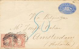 Sobre 108(2). 1871. 100 Mils Castaño Rojo, Pareja. BARCELONA A AMSTERDAM (HOLANDA). Franqueo De 200 Mils Para Cubrir La  - Otros & Sin Clasificación