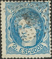 º112. 1870. 2 Escudos Azul. BONITO. - Sonstige & Ohne Zuordnung