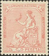 *132. 1873. 5 Cts Rosa. Excelente Centraje. MAGNIFICO. Edifil 2018: 53 Euros - Autres & Non Classés