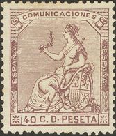 (*)136. 1873. 40 Cts Castaño Violeta. Excelente Centraje. MAGNIFICO. Edifil 2018: 58 Euros - Autres & Non Classés