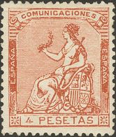 *139. 1873. 4 Pts Castaño. Excelente Centraje Y Color Intenso. MAGNIFICO Y RARO. Cert. CEM. Edifil 2018: 990 Euros - Autres & Non Classés