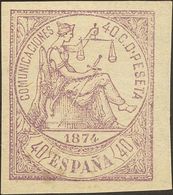 (*)148. 1874. 40 Cts Violeta, Borde De Hoja (puntito Claro). SIN DENTAR. MAGNIFICO. - Otros & Sin Clasificación