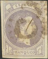 º158. 1874. 1 Real Lila Gris. Matasello SOL DE SANTESTEBAN. MAGNIFICO E INUSUAL. Edifil 2018: 415 Euros - Andere & Zonder Classificatie