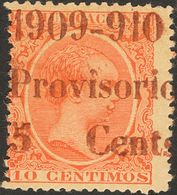 *218. 1889. 10 Cts Bermellón. Sobrecarga 1909-910 / PROVISORIO / 5 CENTS. MAGNIFICO Y RARISIMO. - Other & Unclassified