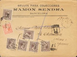 Sobre 217, 219(6). 1896. 10 Cts Castaño Amarillo Y 15 Cts Castaño, Seis Sellos. Frontal De Certificado De BARCELONA A SA - Other & Unclassified