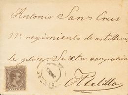 Sobre 219. 1897. 15 Cts Castaño. CORDOBA A MELILLA. Sello Reutilizado Y Detectado Por El Correo Que Levanta Un Informe O - Altri & Non Classificati