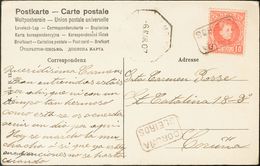 Sobre 243. 1907. 10 Cts Rojo. Tarjeta Postal De OLEIROS A LA CORUÑA. Matasello Cartería CORUÑA / OLEIROS. MAGNIFICA Y RA - Otros & Sin Clasificación