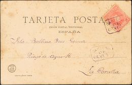 Sobre 243. 1905. 10 Cts Rojo. Tarjeta Postal De DEVESA (LUGO) A LA CORUÑA. Matasello CARTERIA / DE / DEVESA, En Violeta. - Autres & Non Classés