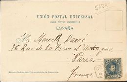 Sobre 244. 1901. 15 Cts Azul Negro (defecto En Esquina). Tarjeta Postal De SADA A PARIS (FRANCIA). Matasello CORUÑA / SA - Other & Unclassified