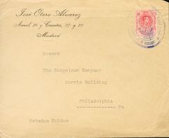 Sobre 276. 1922. (23 De Agosto). 40 Cts Rosa. MADRID A PHILADELFIA. Matasello CAMARA OFICIAL DE COMERCIO DE LA PROVINCIA - Other & Unclassified